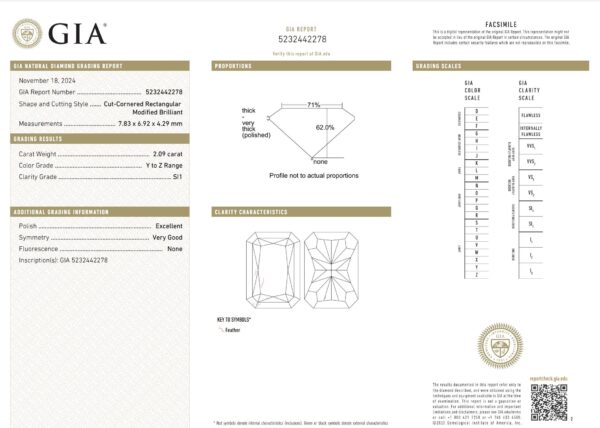 GIA Certified 2.09 Carat Light Yellow Radiant Three-Stone Natural Diamond Engagement Ring - Image 5