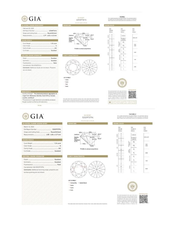 GIA Certified 2.46 Carat H SI2 Round Natural Diamond Three Prong Stud Earrings - Image 4