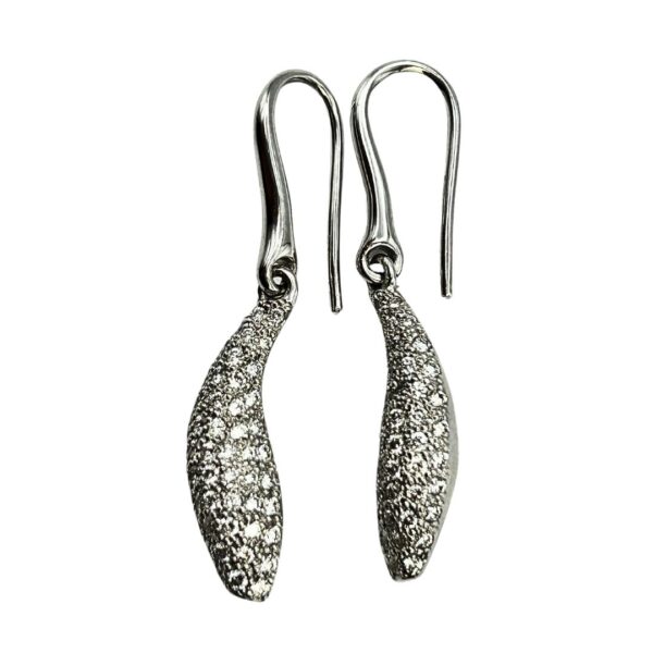 Buy Tiffany & Co. 18k White Gold Frank Gehry Diamond Pave Fish Earrings 1 - Image 3