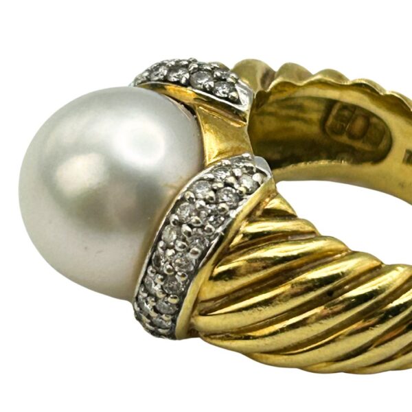 Buy David Yurman 18k Pearl and Diamond Cable Ring 12.5mm Pearl 1 - Image 2