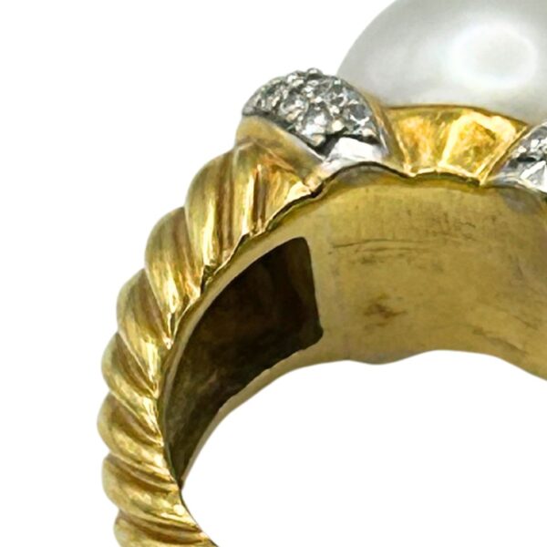 Buy David Yurman 18k Pearl and Diamond Cable Ring 12.5mm Pearl 1 - Image 3