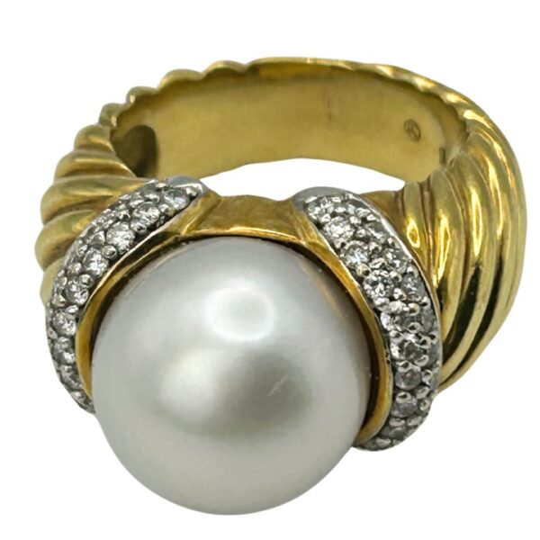 Buy David Yurman 18k Pearl and Diamond Cable Ring 12.5mm Pearl 1