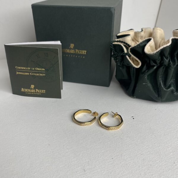 Audemars Piguet 18k and Diamond Gold Hoop Earrings - Image 8