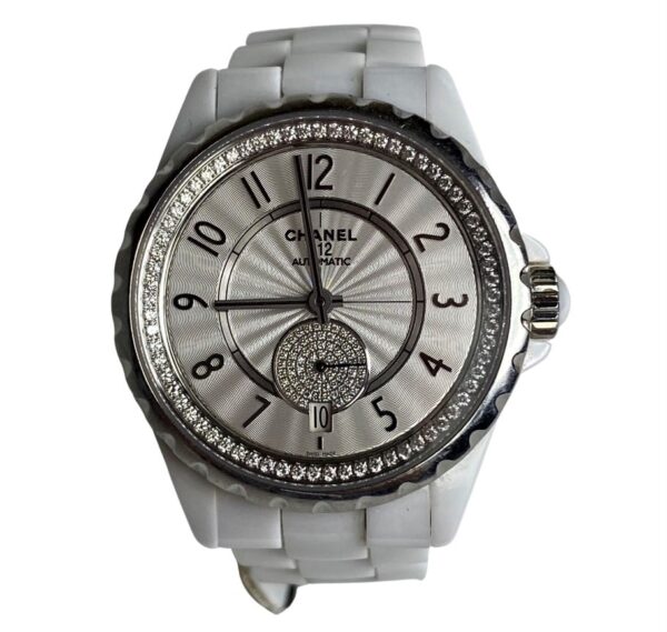 CHANEL J12 White Ceramic Diamond Automatic Watch - Image 8