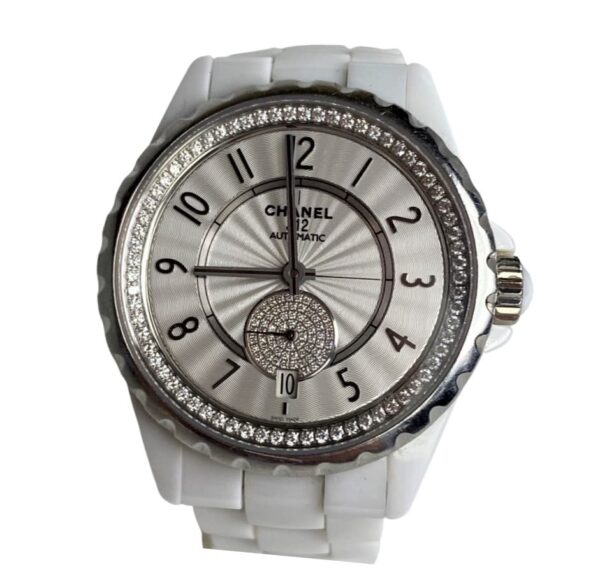 CHANEL J12 White Ceramic Diamond Automatic Watch - Image 10