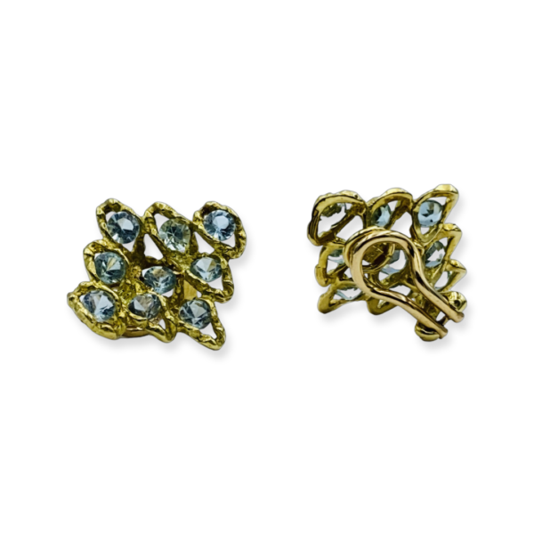 18KT Yellow Gold & Blue Topaz Earrings - Image 4
