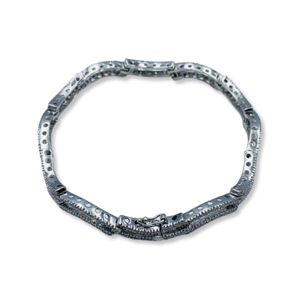 14KT White Gold Wave Style Link Diamond Bracelet