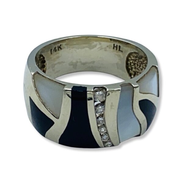 14KT White Gold Diamond, Onyx And Opal Cocktail Ring