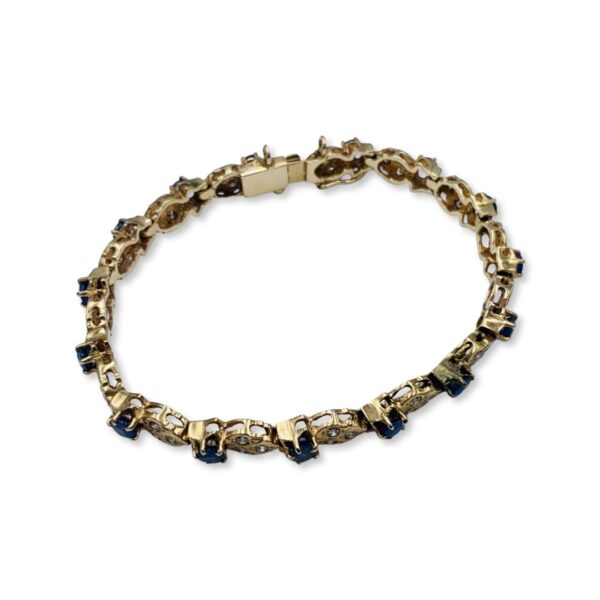 14KT Yellow Gold Diamond And Sapphire Bracelet