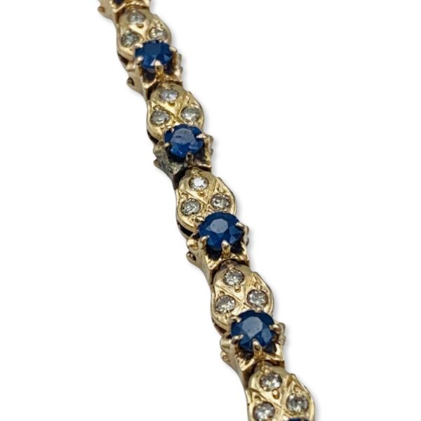 14KT Yellow Gold Diamond And Sapphire Bracelet - Image 2