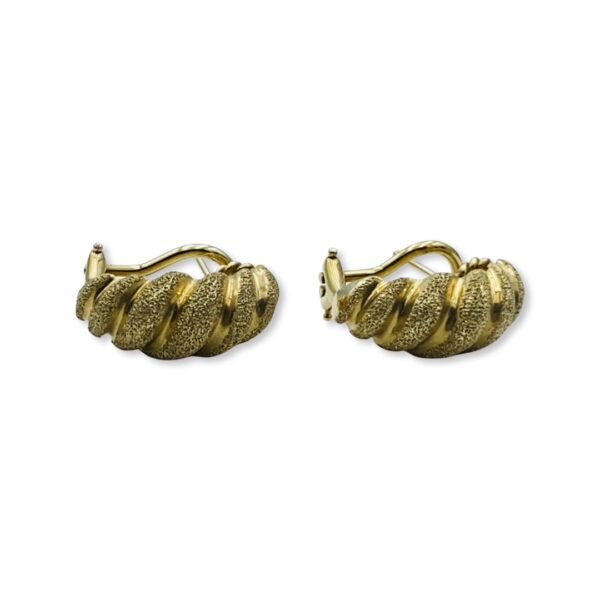 14KT Yellow Gold Clamshell Style Earrings - Image 3