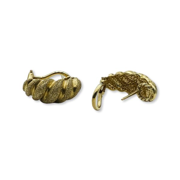 14KT Yellow Gold Clamshell Style Earrings - Image 2