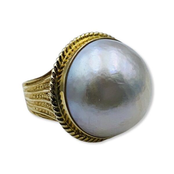 14KT Yellow Gold And Cultured Pearl Cocktail Ring - Image 4