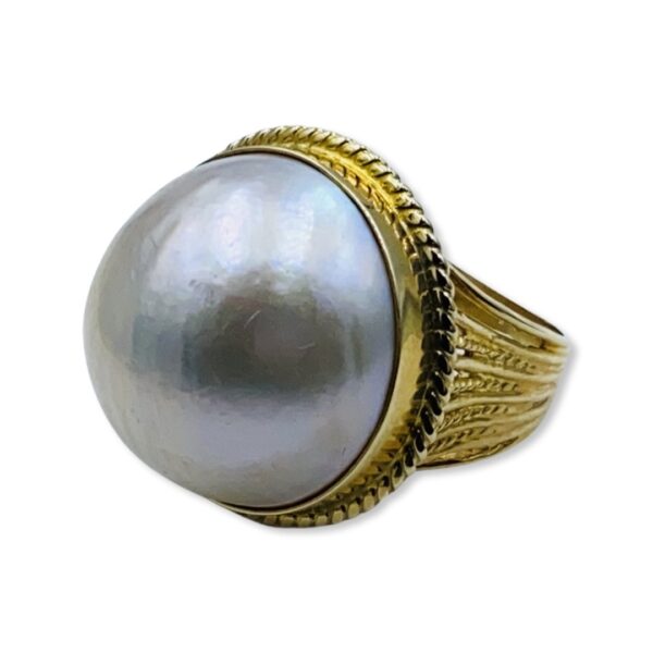 14KT Yellow Gold And Cultured Pearl Cocktail Ring - Image 3
