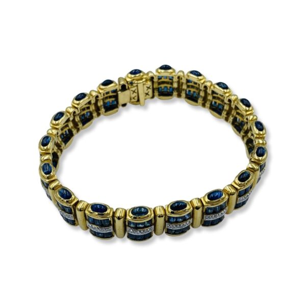 18KT Yellow Gold Blue Sapphire And Diamond Bracelet