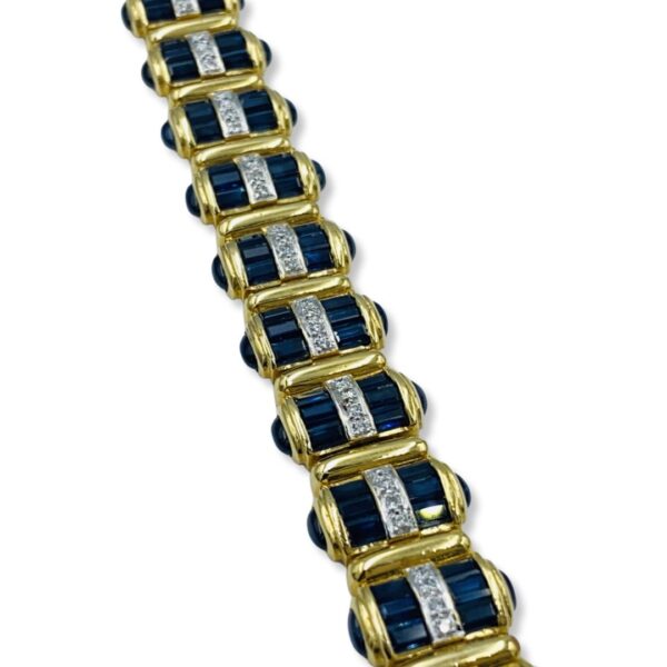 18KT Yellow Gold Blue Sapphire And Diamond Bracelet - Image 2