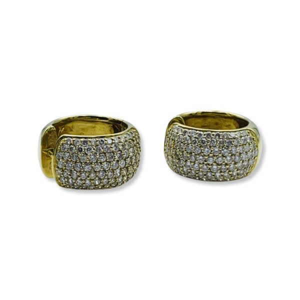 18KT Yellow Gold Diamond Huggie Earrings - Image 2