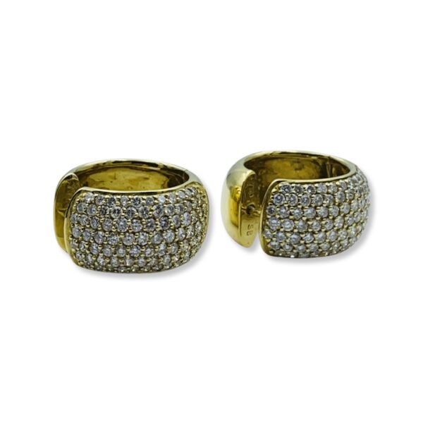18KT Yellow Gold Diamond Huggie Earrings - Image 3