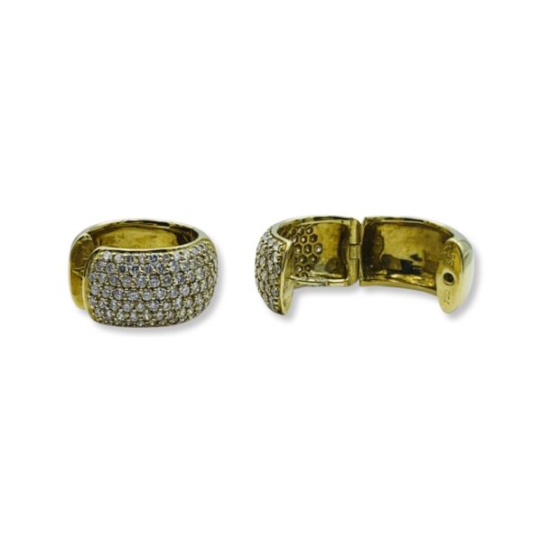 18KT Yellow Gold Diamond Huggie Earrings - Image 4