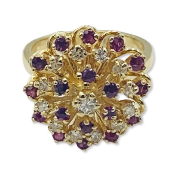 18KT Yellow Gold Diamond And Rubies Ring