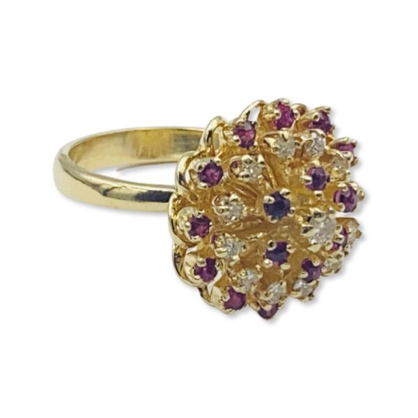18KT Yellow Gold Diamond And Rubies Ring - Image 2