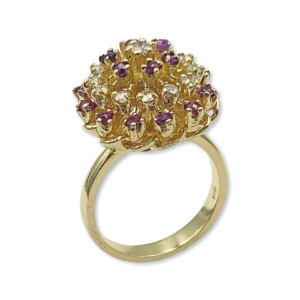 18KT Yellow Gold Diamond And Rubies Ring - Image 4
