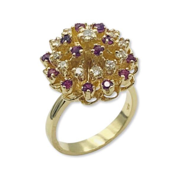 18KT Yellow Gold Diamond And Rubies Ring - Image 3