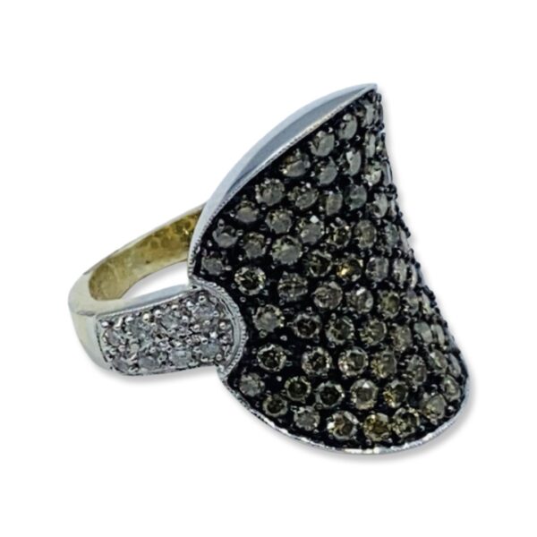 14KT White Gold Cluster Setting With Brown Diamonds - Image 3