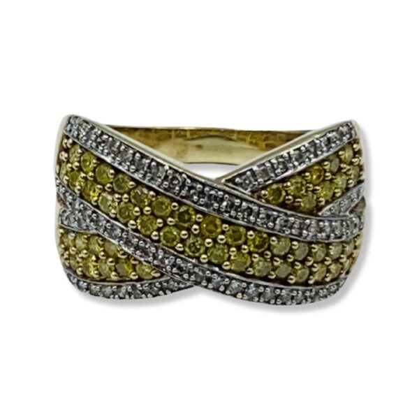 14KT Yellow Gold Cross Style Diamond Ring