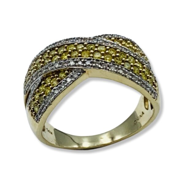 14KT Yellow Gold Cross Style Diamond Ring - Image 2