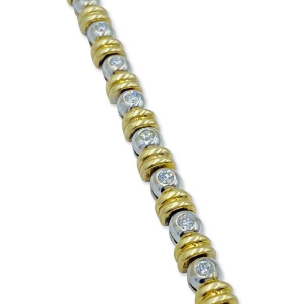 14KT White And Yellow Gold Tennis Bracelet - Image 2