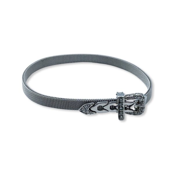 18KT White Gold Mesh And Diamond Buckle Bracelet
