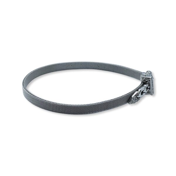 18KT White Gold Mesh And Diamond Buckle Bracelet - Image 2
