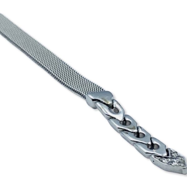 18KT White Gold Mesh And Diamond Buckle Bracelet - Image 4