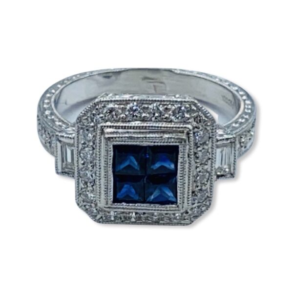 Buy Platinum Diamond And Blue Sapphire Ring 1