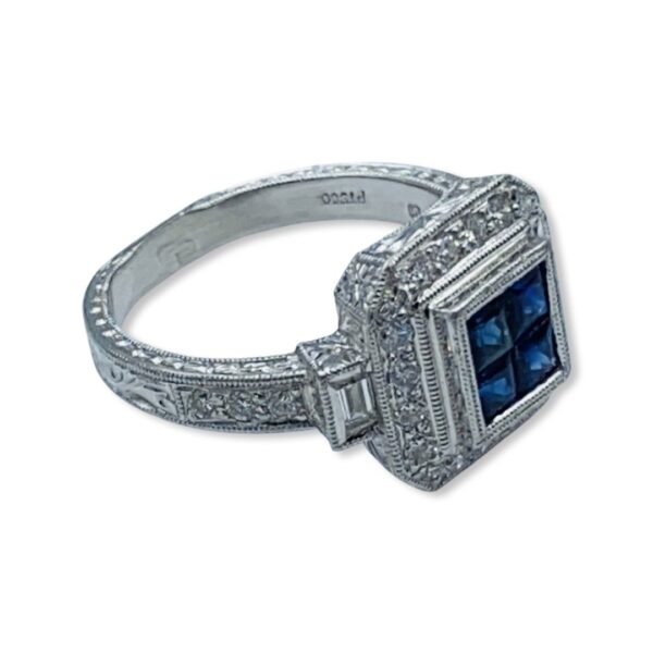 Buy Platinum Diamond And Blue Sapphire Ring 1 - Image 3