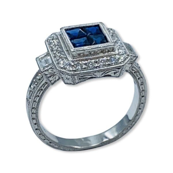 Buy Platinum Diamond And Blue Sapphire Ring 1 - Image 2