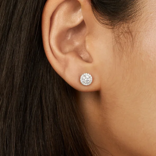One Carat Lab-Grown Diamond Halo Solitaire Studs (1.00ctw.) - Image 7