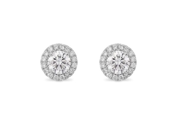 One Carat Lab-Grown Diamond Halo Solitaire Studs (1.00ctw.)