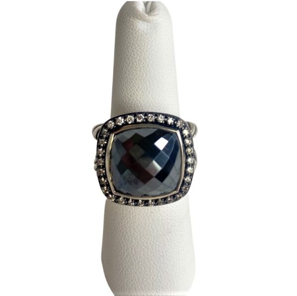 David Yurman “Albion Ring” in Hematite with Diamonds, 15mm - Image 2