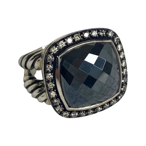 David Yurman “Albion Ring” in Hematite with Diamonds, 15mm