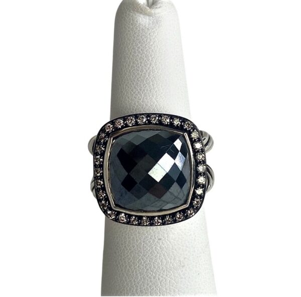 David Yurman “Albion Ring” in Hematite with Diamonds, 15mm - Image 6