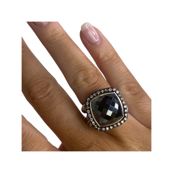 David Yurman “Albion Ring” in Hematite with Diamonds, 15mm - Image 8