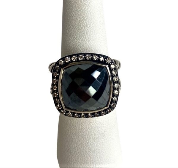 David Yurman “Albion Ring” in Hematite with Diamonds, 15mm - Image 9