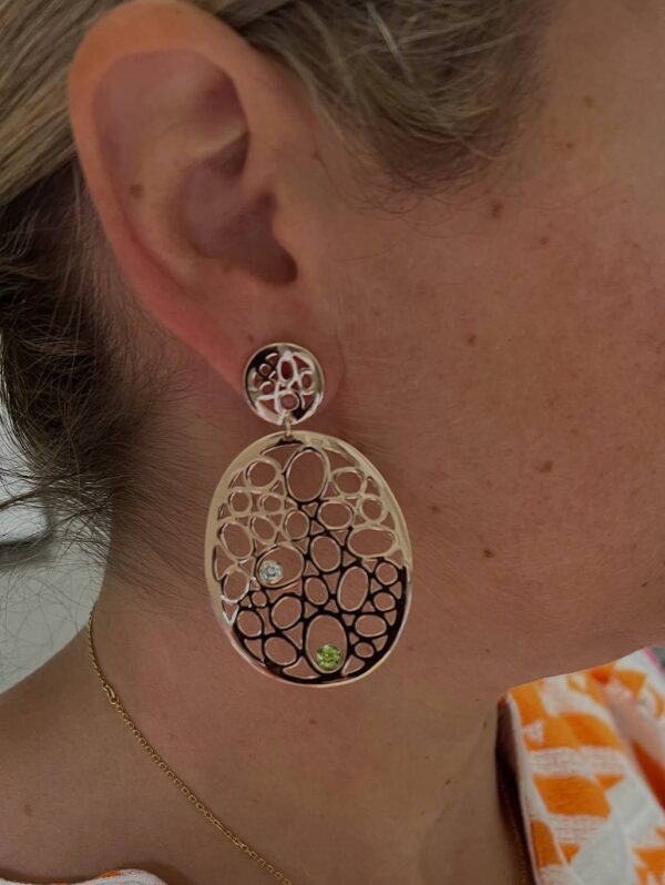 Ippolita Rose Gold Digital Lace Double Drop Natural Diamond & Peridot Earrings - Image 5
