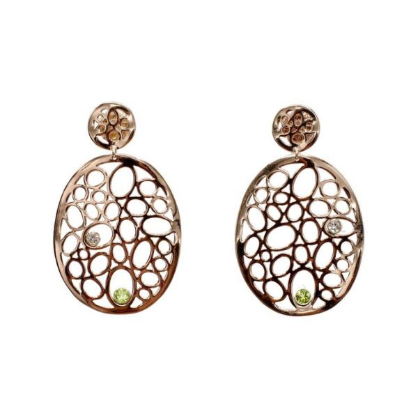 Ippolita Rose Gold Digital Lace Double Drop Natural Diamond & Peridot Earrings