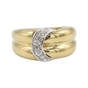 Gucci Vintage 18 Karat Yellow Gold Natural Diamond Band Ring