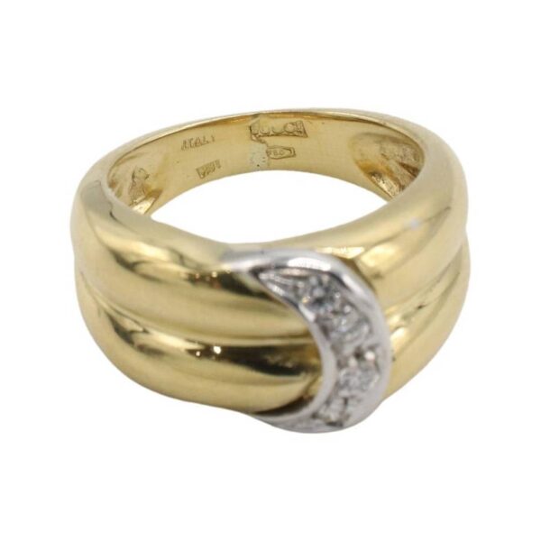 Gucci Vintage 18 Karat Yellow Gold Natural Diamond Band Ring - Image 2