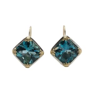 John Hardy Sterling Silver & Gold Blue Topaz Dangle Drop Earrings