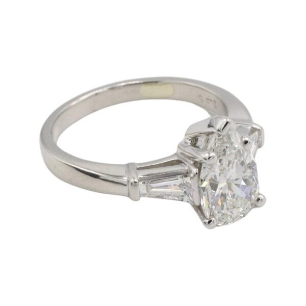 GIA Certified 1.72 Carat G SI1 Pear Shape Natural Diamond Platinum Engagement Ring - Image 2